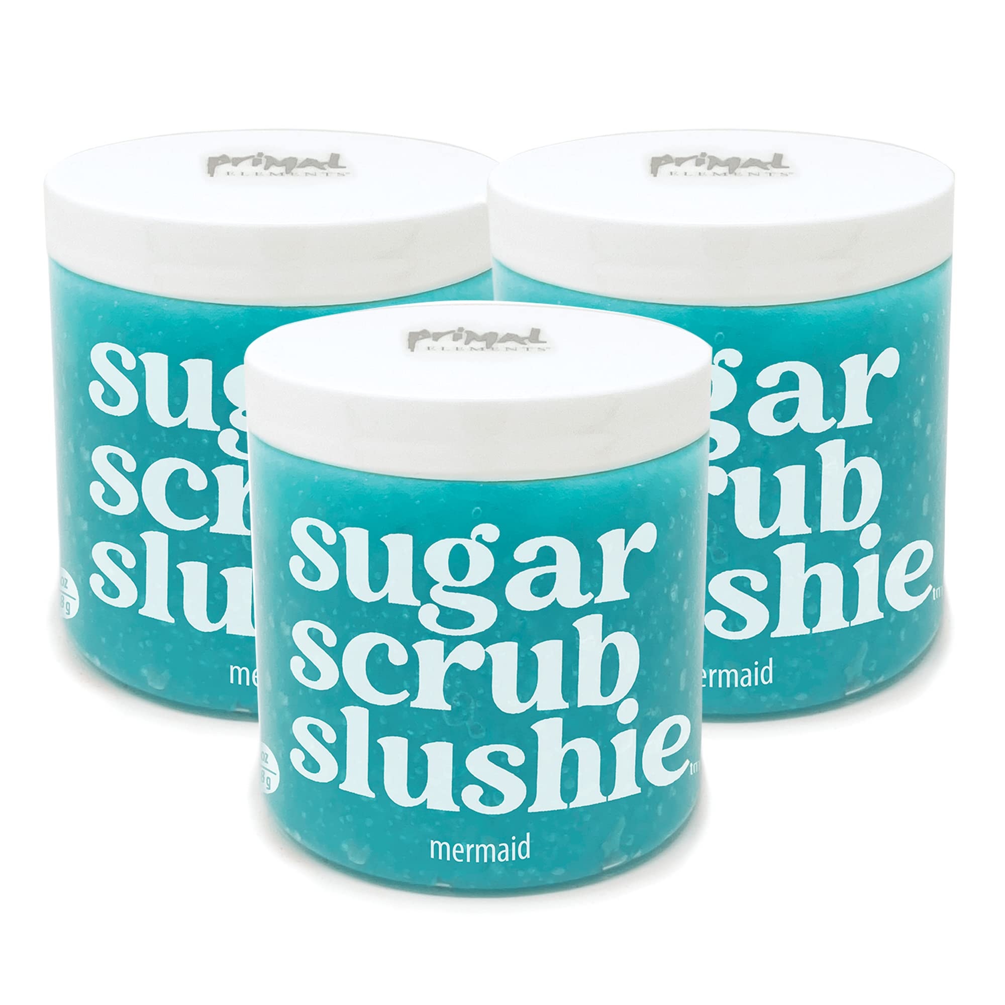 Primal Elements Sugar Scrub Slushie, Hydrate, Exfoliate, & Moisturizing Scrub for Hands, Body, and Face, (10 oz each) – Mermaid (Pack of 3)