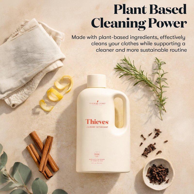 Young Living Thieves Laundry Detergent - Concentrated Plant-Based Formula with Enzymes, Fresh Citrus Scent, 32 fl oz