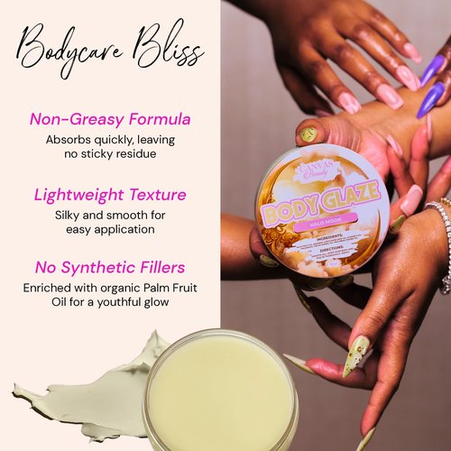 Canvas Beauty Body Glaze, Halo Moon - Moisturizing Non-Greasy Body Butter for Women With Beeswax, Jojoba Oil, and Rice Bran for Soft and Glowy Skin