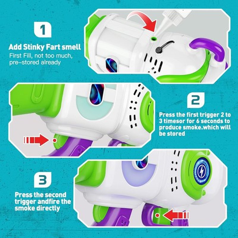 Resosese Fart Gun - Fun Fart Blaster Toy with Real Fog Rings, Unique Scents & Color-Changing Lights