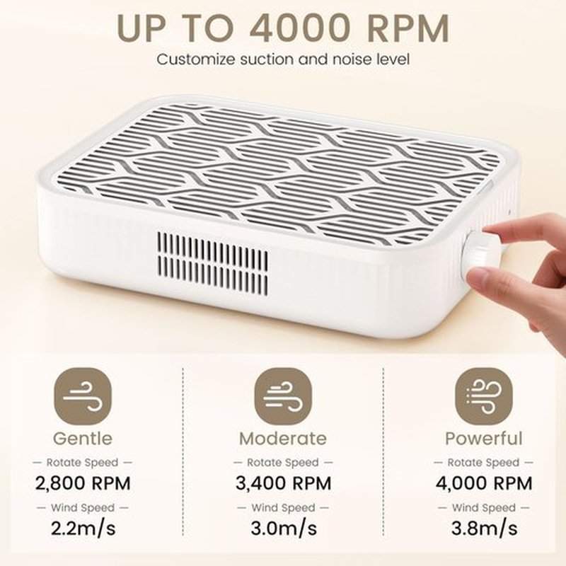 pozoera Nail Dust Collector Cordless - Rechargeable Nail Dust Collector Quiet & Powerful Suction, Professional Nail Tech Dust Collector for Acrylic Gel Polish Manicure Pedicure at Salon&Home