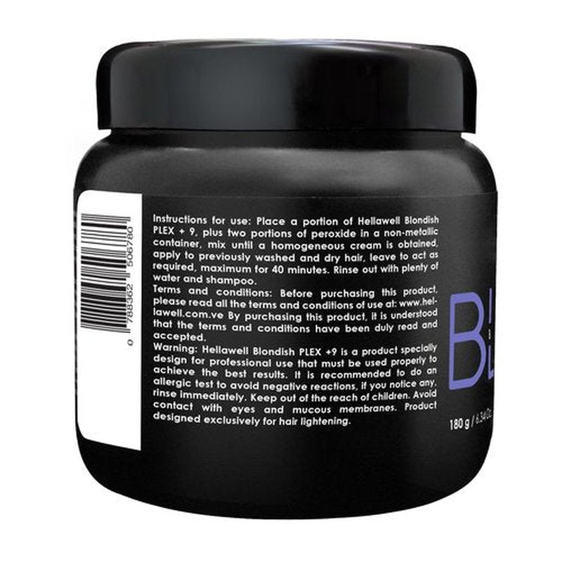 Hellawell Professionals BLONDISH PLEX + 9 Hair Bleaching Powder, Plex Hair Bleach, Highlights, Hair Lightener, Lightens more than 9 Tones, 180gr, 6.34 oz
