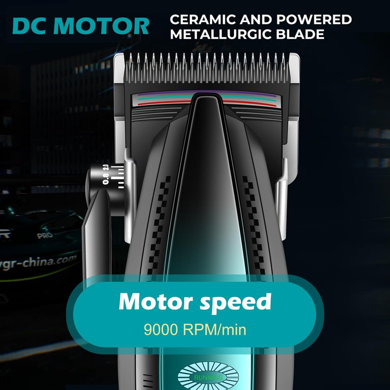 VGR 270 Hair Clippers for Men Professional, Low Noise Cordless High Speed 9000 RPM Fresh Fade Ceramic Blade Barber Clippers, Hair Cutting Kit with 6 Guide Combs, USB Charging Base, LED Display