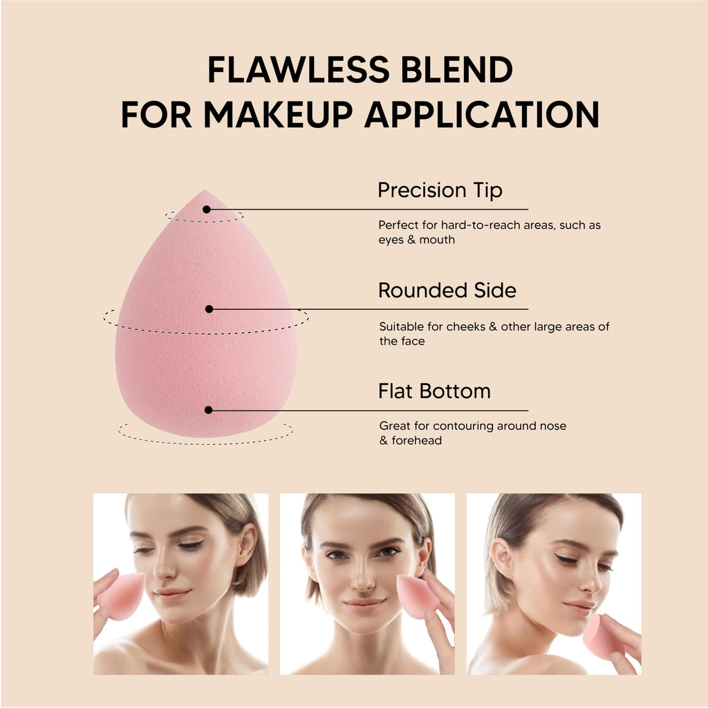 TADA Natural Beauty Makeup Sponges Set with Jar - Makeup sponges for foundation Powder Makeup blending (8PK Pink)