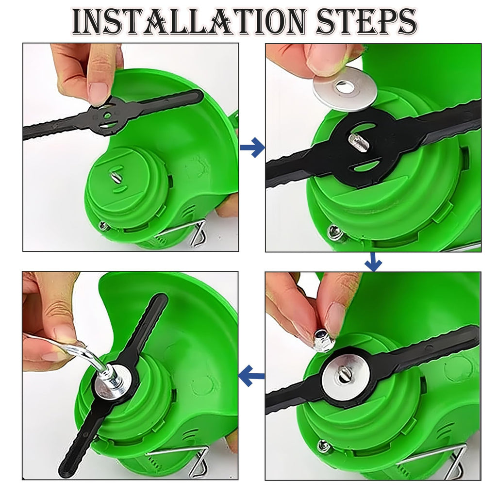 Huakaile 60 Pcs String Trimmer Head Blades Replace, Weed Eater Wacker Blades Plastic Replacement, Universal Weed Warrior Trimmer Head, Cutter Accessories for Grass Trimmer Lawn Mowers (Black)