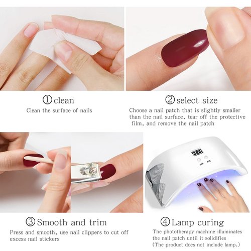 JMEOWIO Gel Nail Stickers French Tip Gradient Semi Cured Gel Nail Strips Wraps UV/LED Nails Art Design Decoration Accessories