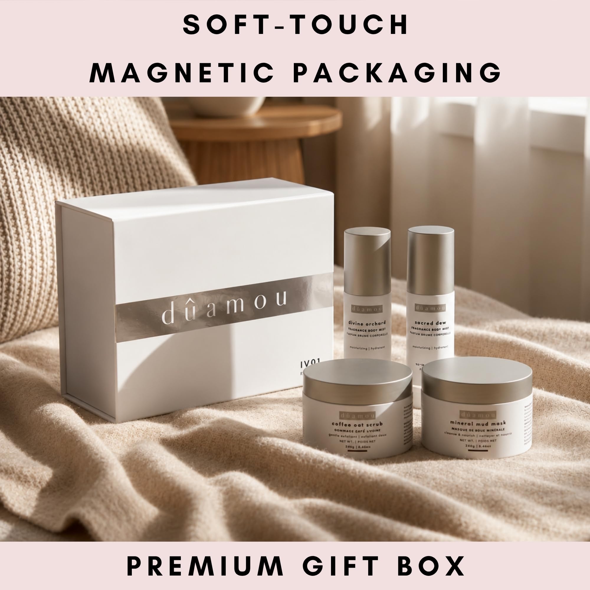 dûamou IV01 Gift Set For Women - Luxury Rejuvenating Pampering Self-care Skincare Set | Premium Gift Box with 4 Full-Size Products, Perfect Gifts for Women