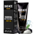 BAD ACE Daily Men's Charcoal Face Wash with Scrubs, Korean Exfoliating Face Wash - Premium Mens Face Scrub, Deep Cleansing Skin Care | Men's Facial Cleanser for Oily Skin & Normal Skin, 4 oz