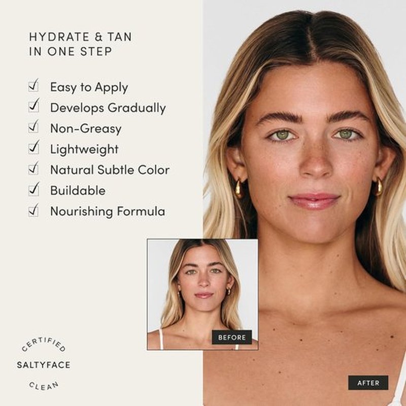 Saltyface Tanning Moisturizer - Natural Self Tanner for Face with Green Tea & Hyaluronic Acid - 1.35 FL OZ (40 ML)