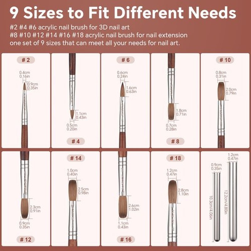 KADS Acrylic Nail Brush with Penholder Nail Brush for Acrylic Application-Oval Shaped Powder Nail Design Tools for Professional Manicure DIY Home Salon (8#)