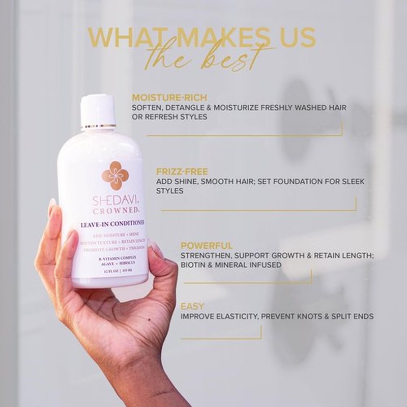 Shedavi Leave In Deep Conditioner For Hair Growth & Breakage 12 fl oz - Detangling Leave in for Dry Damaged Hair - Leave In Conditioner for Women Men Soften and Moisturize Hair Free from Parabens