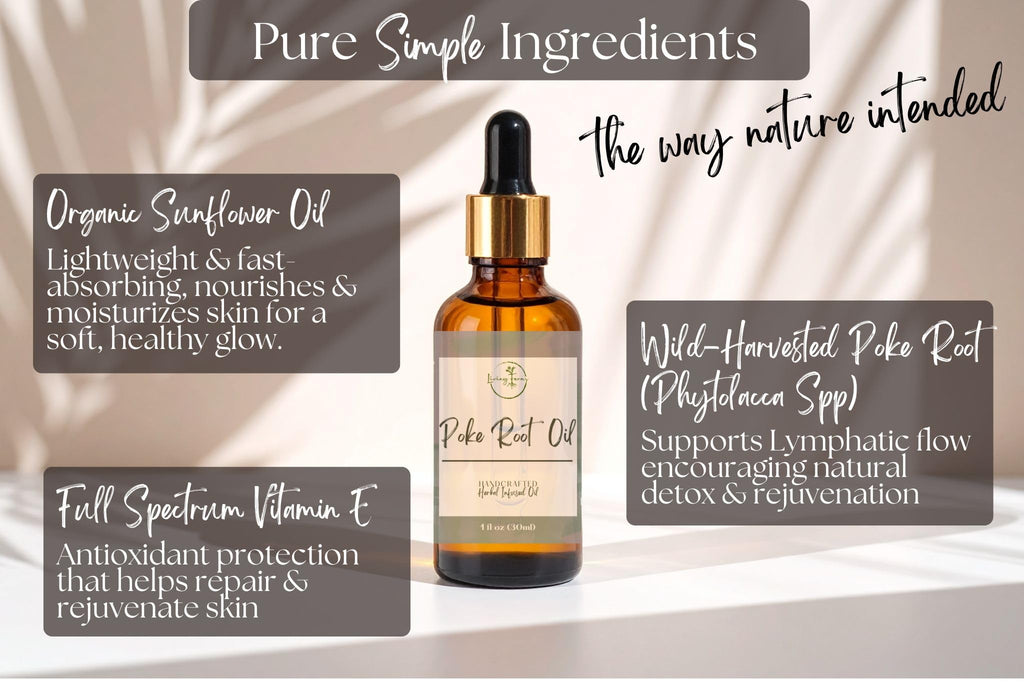 Handmade Organic Poke Root Oil for Lymphatic Support - Phytolacca - Small Batch - Made in The USA