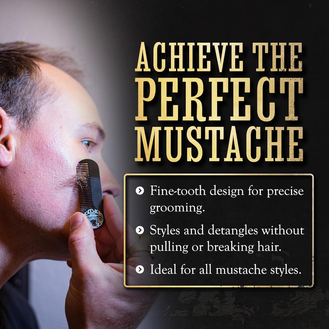 THE VINTAGE GROOMING CO. Gold Standard Mustache Kit - 4 One Ounce Mustache Wax, 2 Combs, 1 Night Fury Mustache Wax Remover Oil