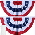 American Flag Bunting | Patriotic Pleated Fan Flag with Brass Grommets - 2x4 Feet for 4th of July Decor