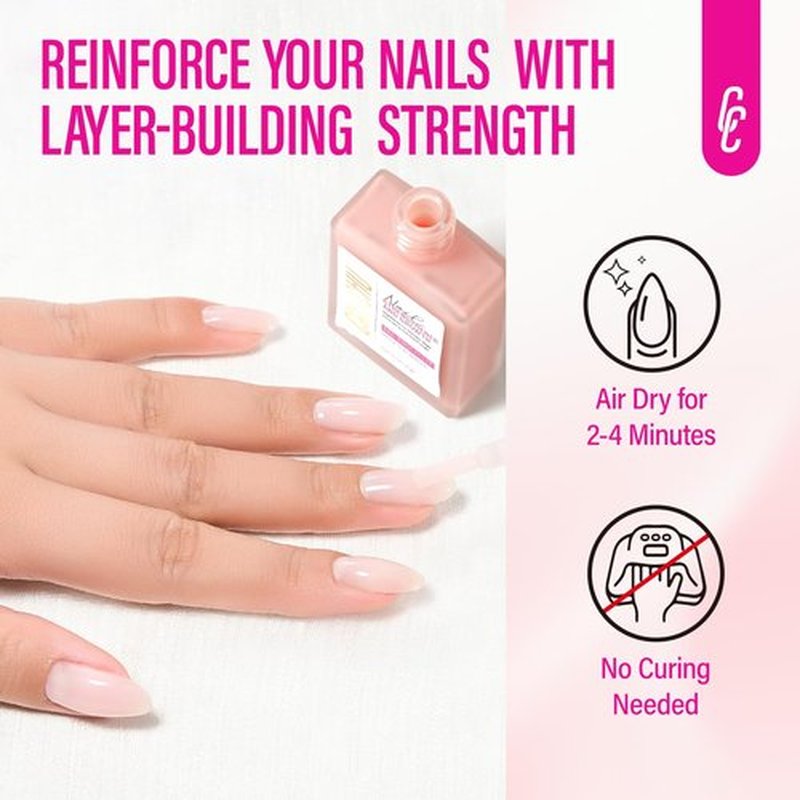 Nail Strengthener for Women: 8 in 1 Soft Pink Natural Nail Hardener Extra Strong and Growth - Nail Polish Hardener Ridge Filler Concealer for Weak and Damaged Nails 15ml