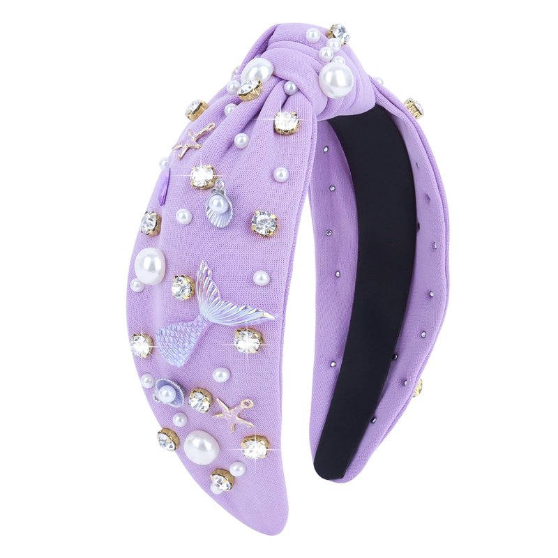 YARIEW Mermaid Knotted Headband for Women, Mermaid Birthday Decorations Seashell Hair Accessories, Starfish for Under the Sea Party Decorations Gifts (Purple)