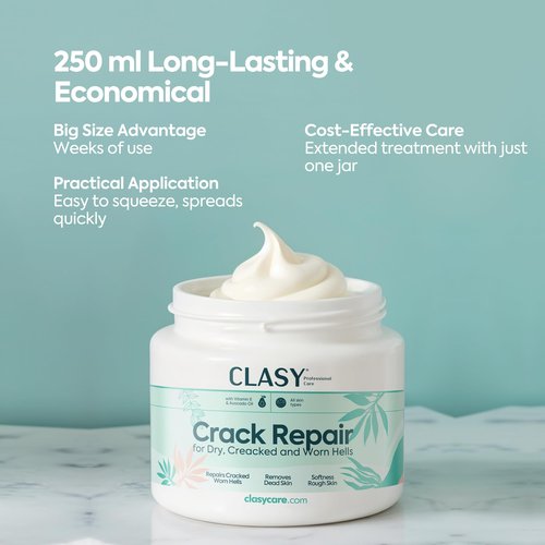 Clasy Care Foot Moisturizing Cream – Hydrating Heel & Foot Cream with Vitamin E and Avocado Oil – Softens Dry, Rough Skin – Nourishing Daily Foot Care, 100 ml