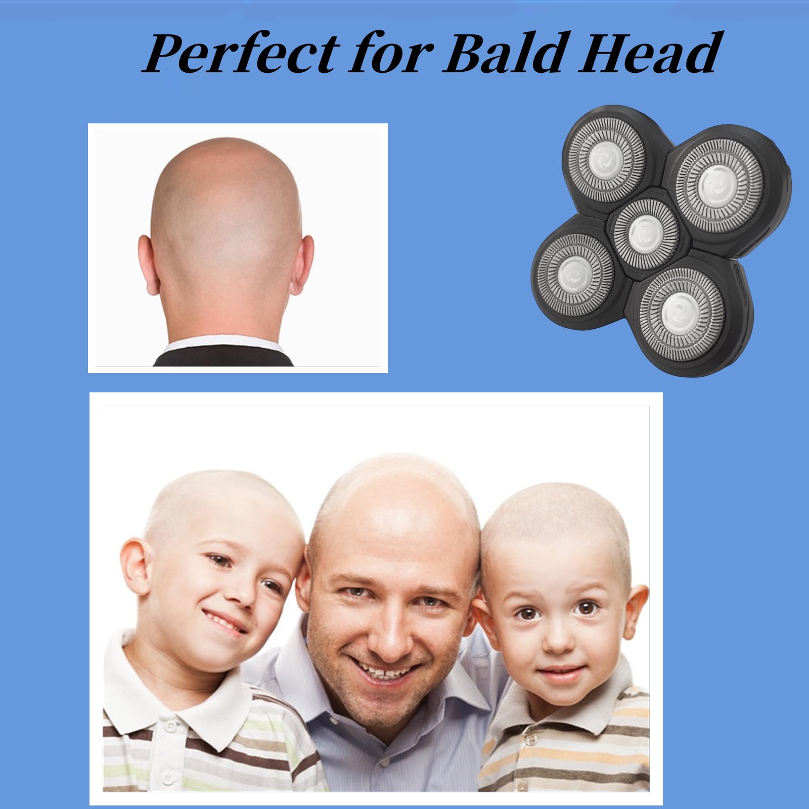 Head Shaver Replacement Blades Compatible with Freedom Grooming Bald Head Shaver,5 Blades Refills Shavers Heads for Shaving Bald Men,Replacement Blade Compatible with Flex Series Shaving Kit,3Packs.