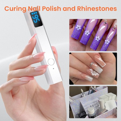 ESUOHYM Mini Handheld Uv Light for Gel Nails with Magnetic Stand for One Finger Nail Dryer with LCD Display Portable Rechargeable Cordless Nail Lamp