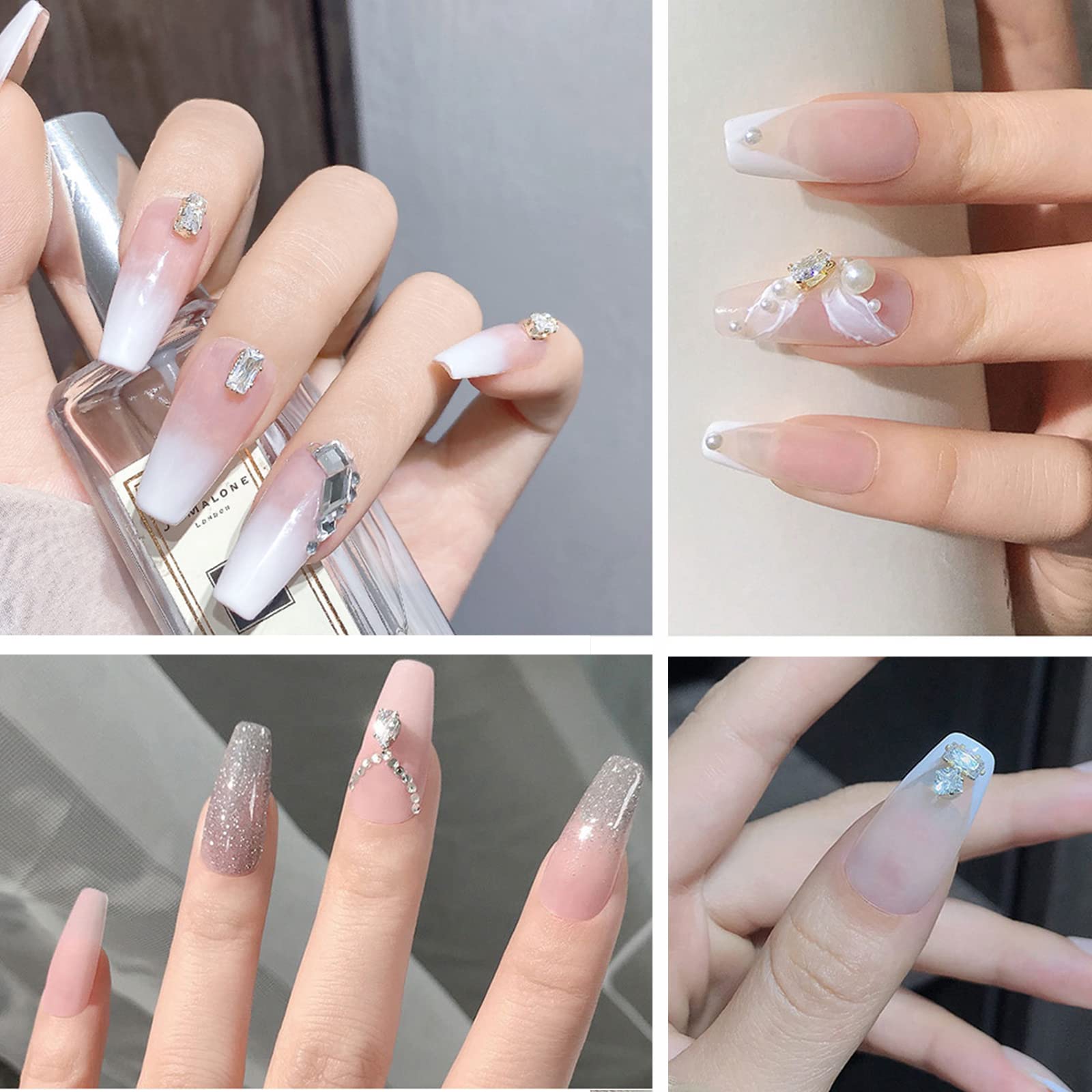 100 Pcs Diamond Jewelry Nail Charms for Nail Art Decoration Rhinestones, Gold/Silver Flatback Sparkle Horse Eyes Water Drop Square Zircon Claw Gems Nail Design Supplies