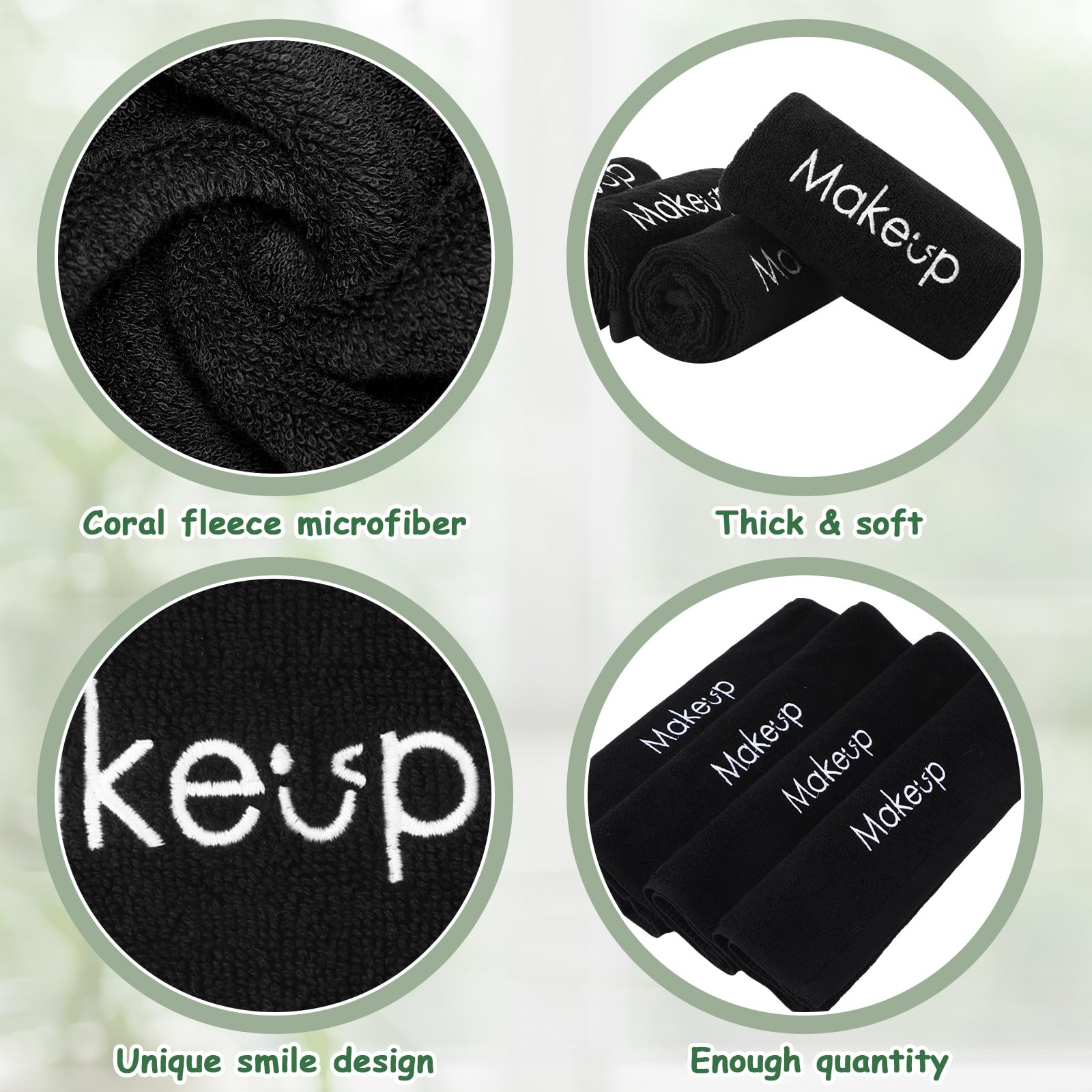 Shimeyao 13x13 Inch Black Makeup Towels Bulk Reusable Makeup Washcloths for Face Facial Remover Washcloths Absorbent Cotton Towel for Salon Spa Women Skin Care(6 Pcs,Cross Pattern)