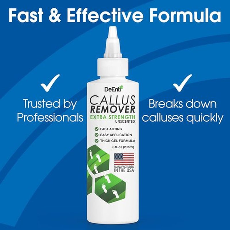 DeEnti Callus Remover Gel - Extra Strength 8oz for Dry Skin & Cracked Heels | Salon-Grade Foot Care