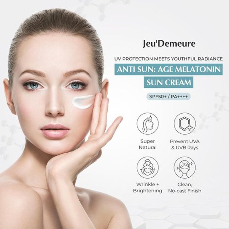 JEU'DEMEURE Anti-Aging SPF 50 Face Sunscreen Lotion - Lightweight, Non-Sticky Formula for Sensitive Skin, 1.69 fl oz