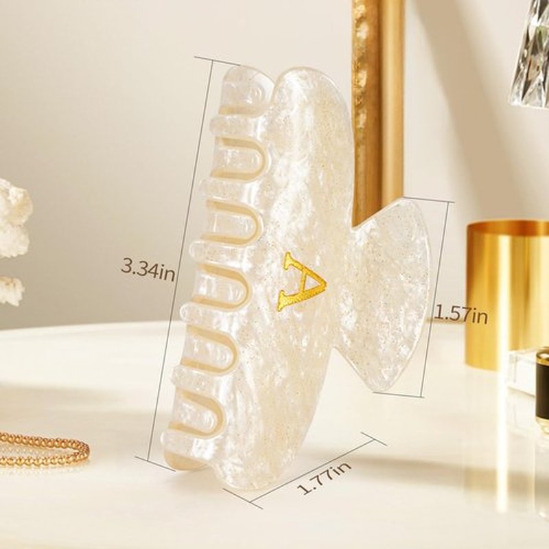 Fycert Easter Gifts Basket Stuffers for Women Teen Girls - Cute Hair Clips Initial Claw | Birthday Gifts | Bridesmaid Gifts | Preppy Trendy Stuff Personalized Hair Claws Accessories - Gold,A