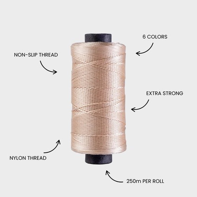 Big Kizzy Light Blonde 250m Nylon Thread for Hair Extensions, Sew in Human Hair Weft and Wigs - Non-Slip and Comfortable Hold for Hand and Machine Tied Weft