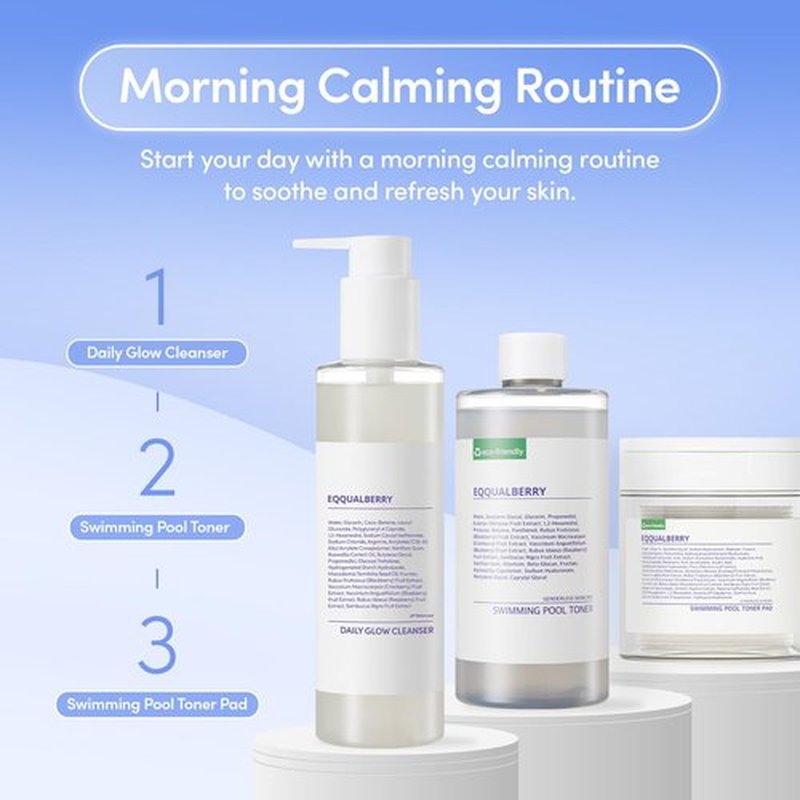 EQQUALBERRY pH Balanced Daily Glow Gel Cleanser 7.1 fl oz. 210ml Moisturizing finish, Gentle Gel Cleaning, Korean Skincare EWG Green