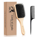 Sosoon Boar Bristle Paddle Hairbrush - Tangle-Free Design for All Hair Types | Gift Box & Tail Comb Included
