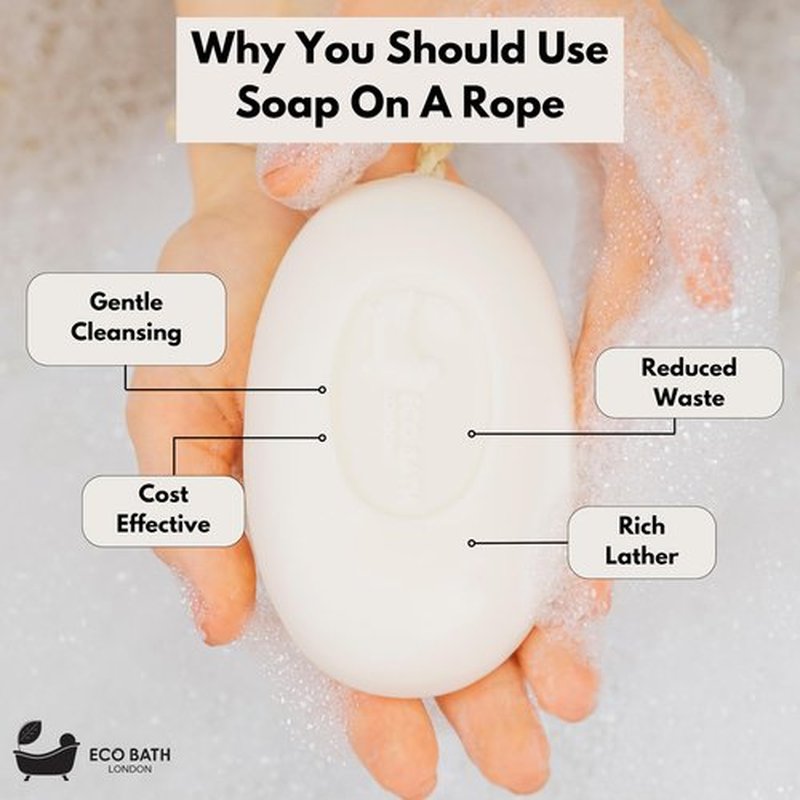 Eco Bath London Donkey`s Milk Soap on a Rope – Made in France – Traditionally Crafted Natural, Skin-Friendly, Long-Lasting & Moisturizing Soap 7.76 oz (220 g) (Donkey`s Milk)