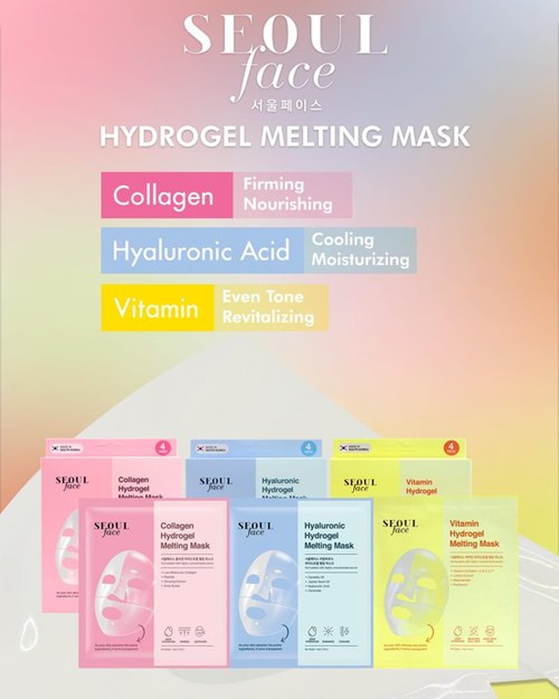 DERMAL Seoul Face Collagen Hydrogel Melting Mask (4 Pack) - Korean Overnight Face Mask for Glassy Skin & Pore Care - Deep Hydration Jelly Gel Sheet with 300Da Low Molecular Collagen Ritual