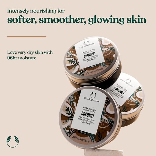 The Body Shop Coconut Body Butter - Nourishing Moisturizer for Very Dry Skin - Vegan - 6.75 oz