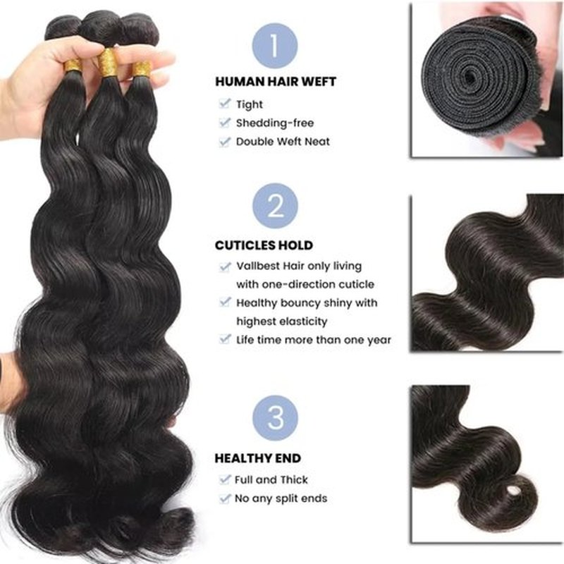 SDDRSRA 12A Human Hair Bundles 18 20 22 24 Inch Body Wave 100% Unprocessed Hair Deals Extensions Quick Weave Human Hair Natural Black Color