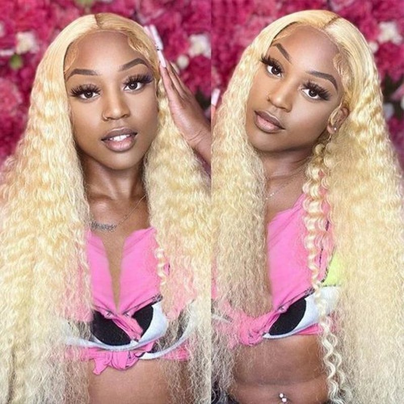 Belaved 28 Inch Deep Wave Wigs Human Hair 613 Blonde Lace Front 13x6 HD Transparent Curly 100% Real Human Hair 180% Density Pre Plucked No Synthetic Blend No Tangle No Shedding Triple Lifespan