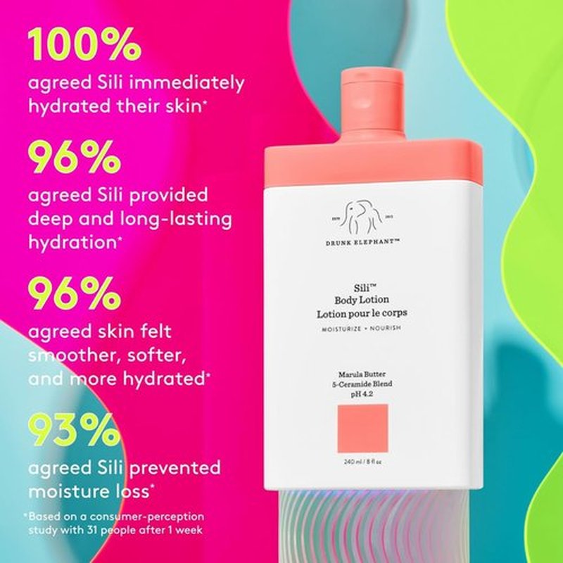 Drunk Elephant Sili Body Lotion - Lightweight Daily Hydration - 240 ml/8 fl oz - Clean & Cruelty-Free Skincare