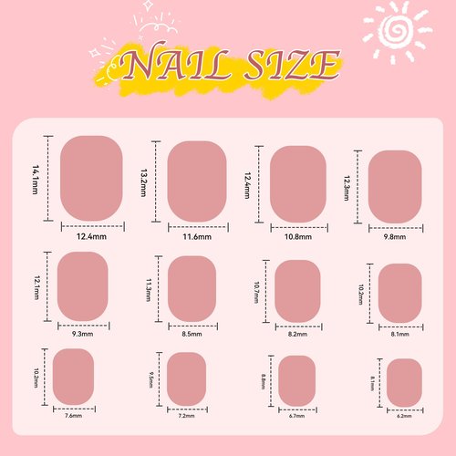 Kawyehu Kids Press on Nails Children Fake Nails 72PCS Artificial Nail Tips Adhesive Full Cover Short False Fingernails for Girls Kids Nail Decoration (French Donut Heart)