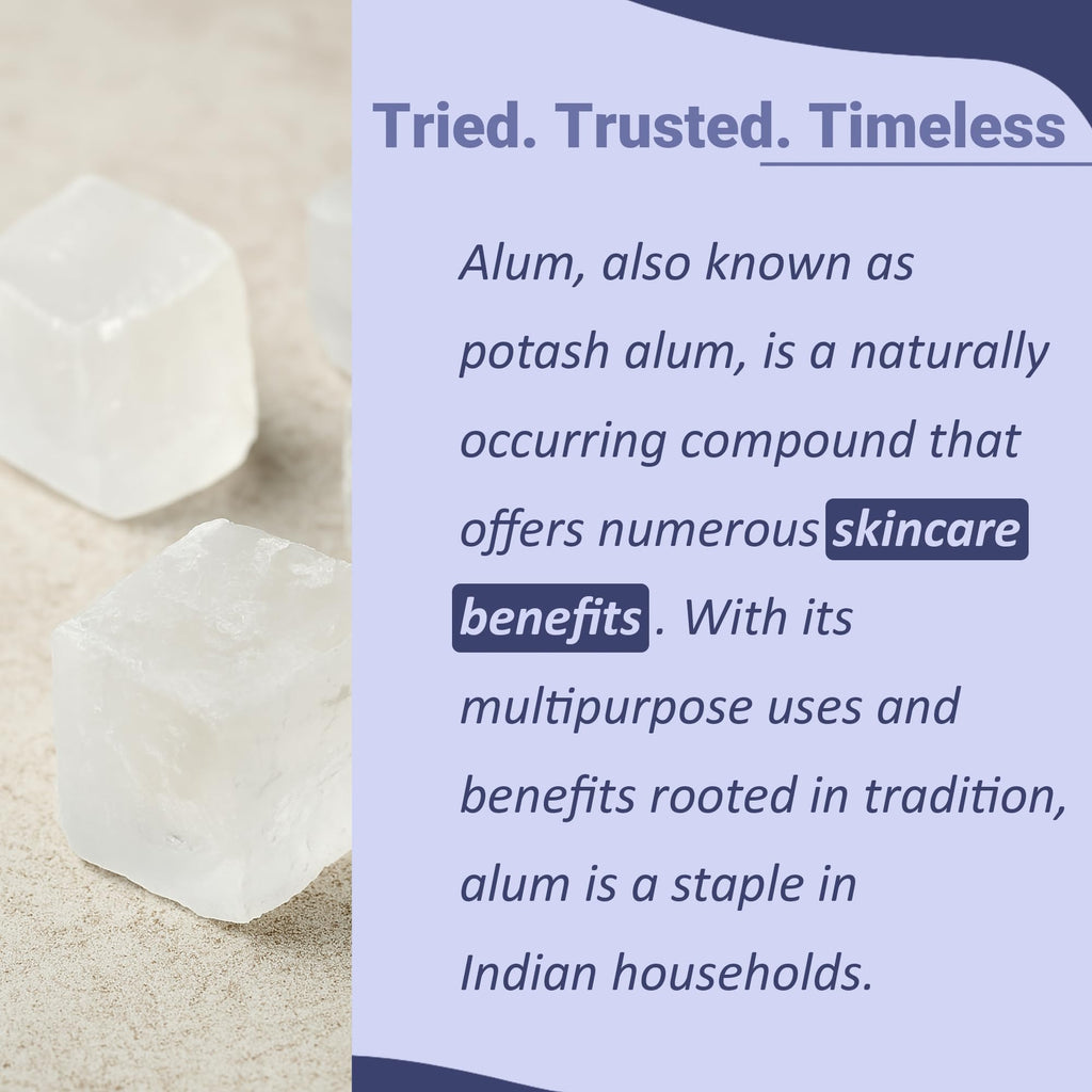 Mi Nature Alum Powder Potassium (Fitkari/Phitkari) -100% Natural Skincare for Acne, Odor Control & Water Purification Face Mask for |Pore Refining 100g |Face Pack Powder |Cruelty-Free