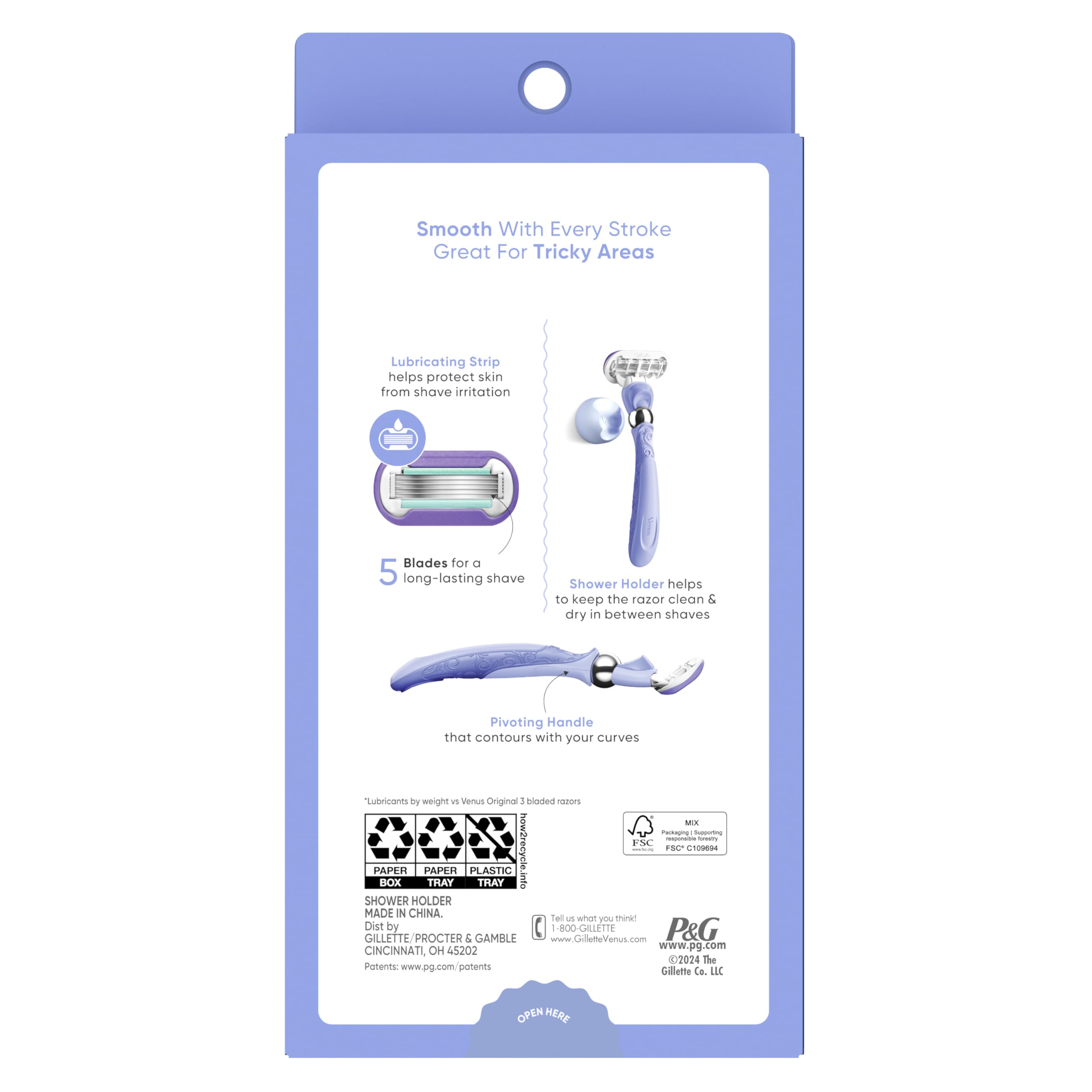 Gillette Venus Deluxe Smooth Swirl Women's Razor Handle + 2 Blade Refills (Pack of 2)