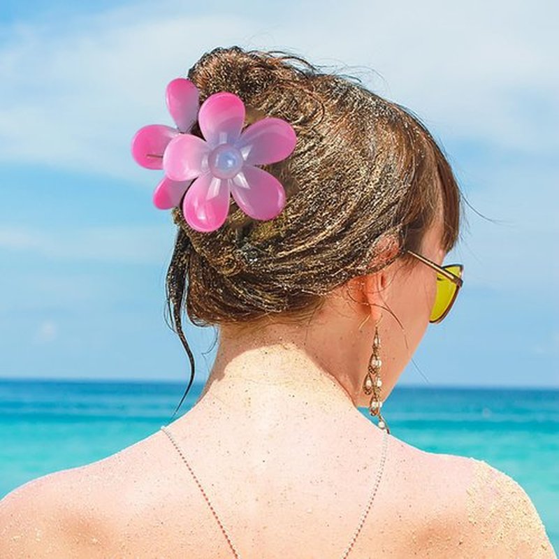 Hair Accessories gift,9PCS Summer Beach claw clips, Hawaiian Flower Hair Clips Non Slip for Thick Thin Hair,colorful hair clips set for girls women