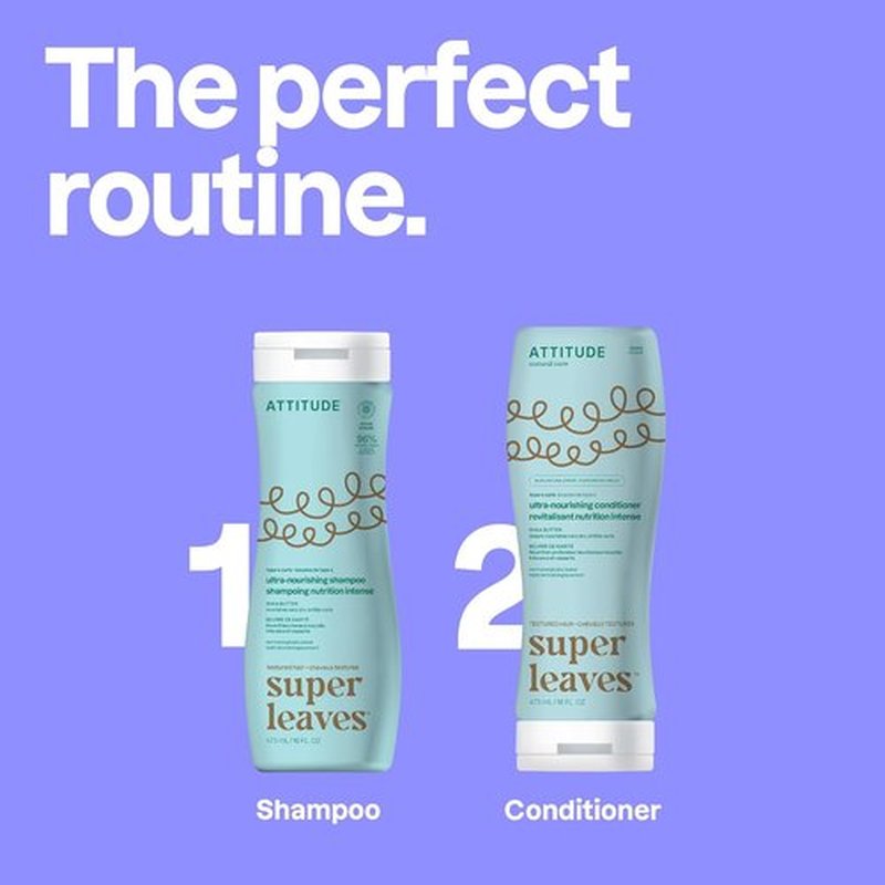 ATTITUDE Ultra-Nourishing Conditioner - Vegan Detangler for Curly Hair with Shea Butter | 16 Fl Oz