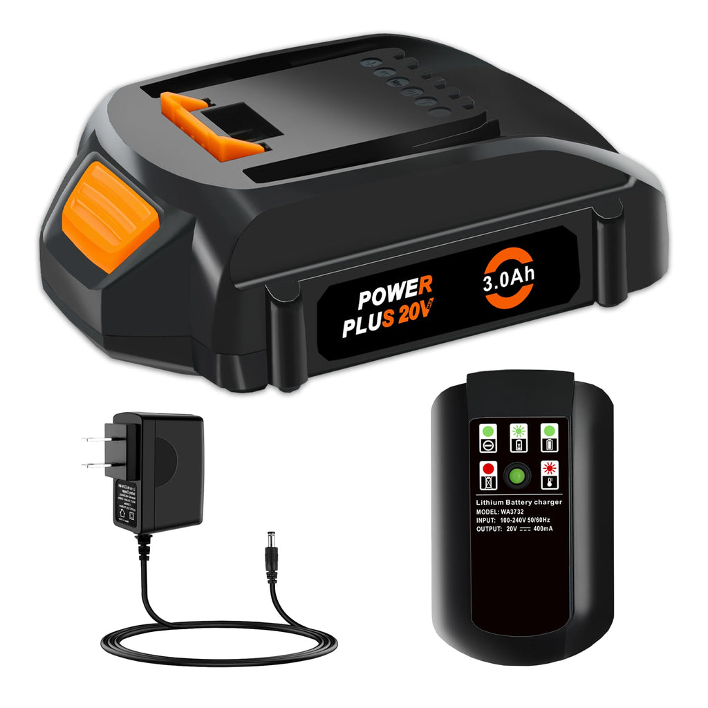 LUMMINA Replacement for Worx Battery 20V and Charger for 20V Lithium Battery WA3520 WA3525 WA3575 WG151s WG155s WG251s WG255s