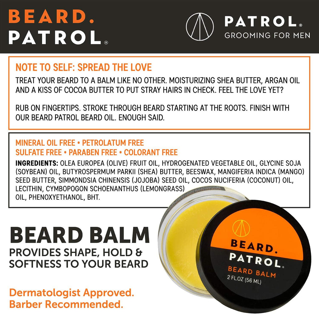Bump Patrol Beard Patrol Beard Balm for Men – Mustache Softener and Tamer with Argan Oil, Shea & Cocoa Butter, Softens, Strengthens, and Controls Mustaches – Lemongrass Scent - Pack 1