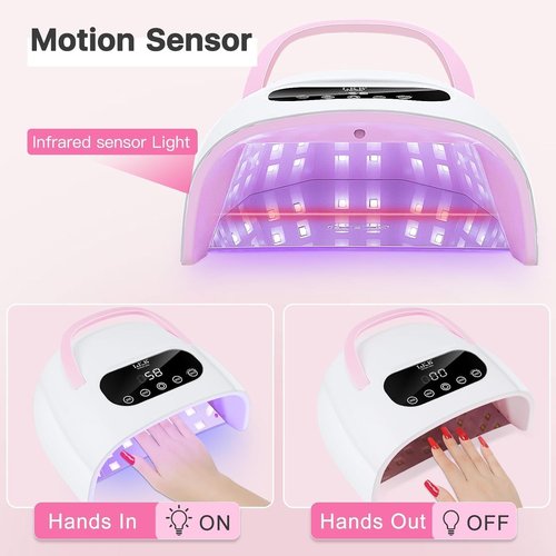 LetGoShop UV Nail Lamp, Professional UV Light for Gel Nails with Magnetic Base, Auto Sensor & 4 Timer Settings, 57Pcs Lamp Beads, LCD Touch Screen, 4.92FT Power Cable, Salon & Home Manicure DIY