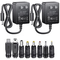 SoulBay 5V 2A AC/DC Power Supply Adapter with 8 Plugs, 2 Pack