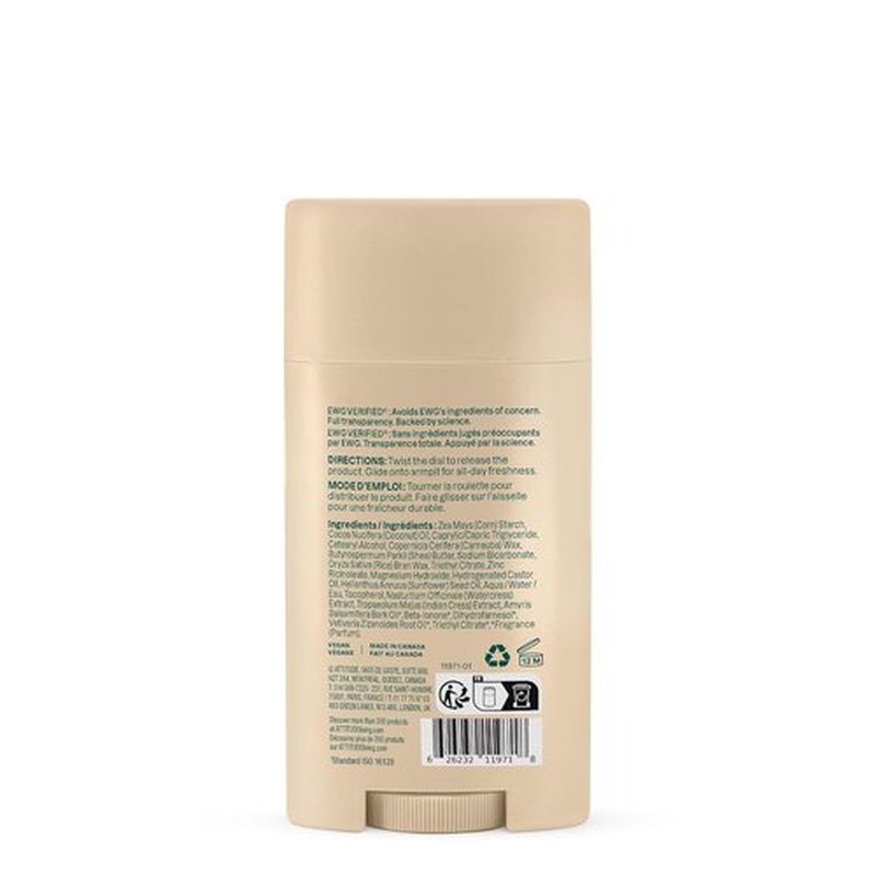 ATTITUDE Aluminum-Free Deodorant - Natural Ingredients, EWG Verified, Sandalwood & Cedar Scent | 2.64 Oz