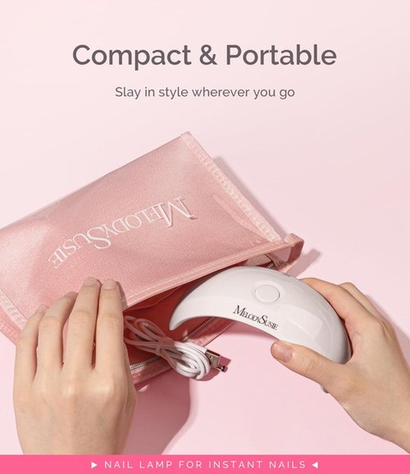 MelodySusie Pocket-Sized LED UV Nail Lamp with Ultra-Lightweight Design, P-ART04 UV Light Cures All Soft Gels at Home, Especially Instant Nails, Semi-Cured Gel, Base Coat & Top Coat (White)