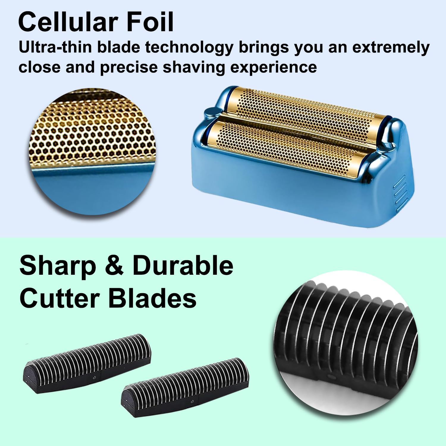FXONE Shaver Replacement Foil and Cutter Compatible with BaBylissPRO FXONE Double Foil Stick Shaver,FX79RF2G Hypoallergenic Extra-close Shaver Replacement Head (Blue/2 Packs)
