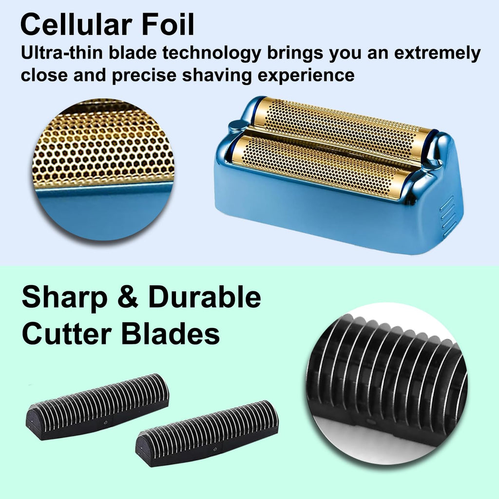 FXONE Shaver Replacement Foil and Cutter Compatible with BaBylissPRO FXONE Double Foil Stick Shaver,FX79RF2G Hypoallergenic Extra-close Shaver Replacement Head (Gold/1 Pack)